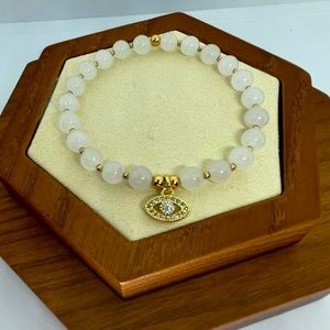 White Jade Evil Eye Bracelet